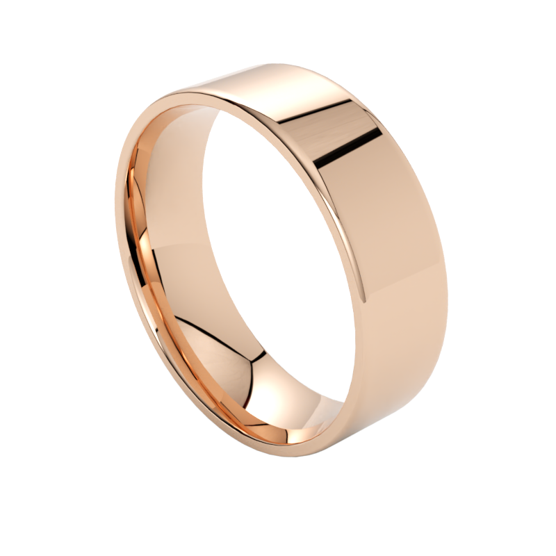 Ekskluzywna płaska obrączka ślubna z różowego złota 585